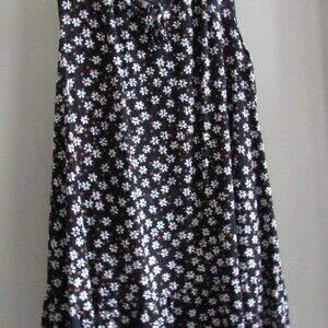 Women's Sonoma A-line, Sleeveless, Ruffled Neckline Black Floral Dress XXL